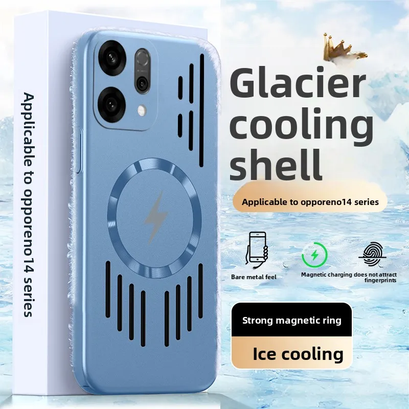 Für OPPO Reno 14 Pro Fall Neue Metall Lack Verstreute Wärme Magnetische Absorber Abdeckung Für Reno 14 Stoßfest Stoßstange Funda