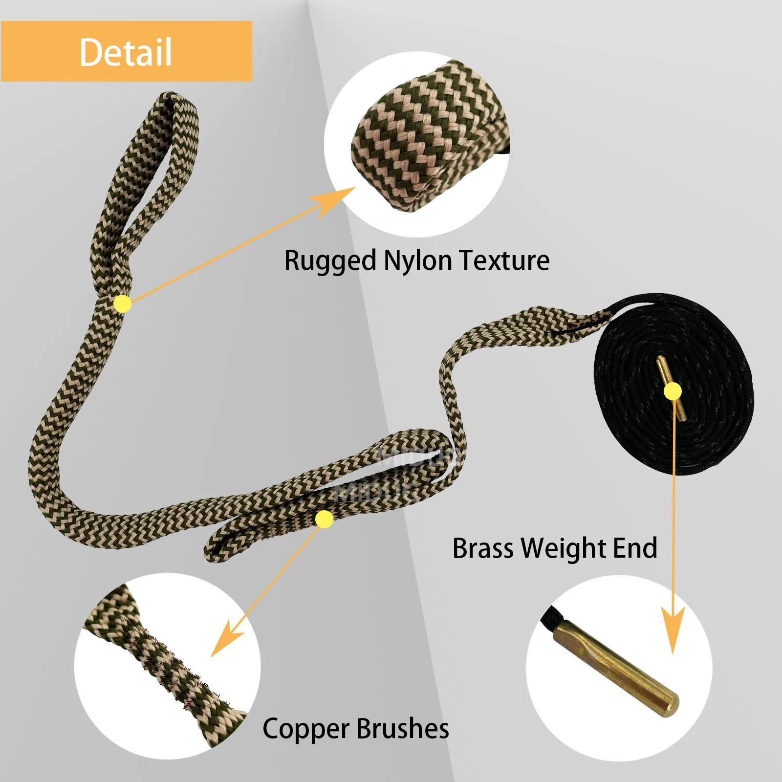 MIDUG Gun Cleaning Kit Bore Clean Brush Rifle Barrel Clean Rope for .25 Cal .264 Cal & 6.5mm Hunting Accessories