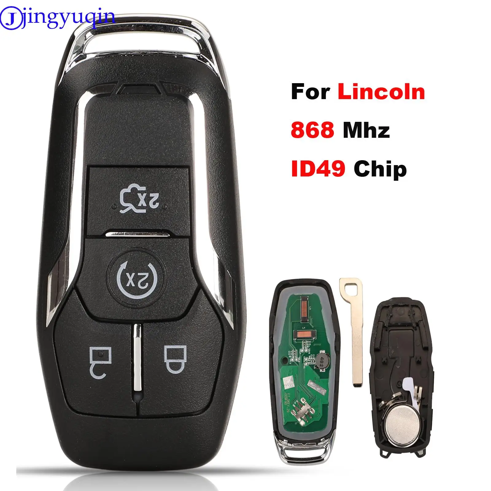 

Jingyuqin пульт дистанционного управления 4 кнопки 868 МГц с чипом ID49 для Lincoln Edge Explorer MK 2015 2016 2017 2018 Управление ключом автомобиля Smart