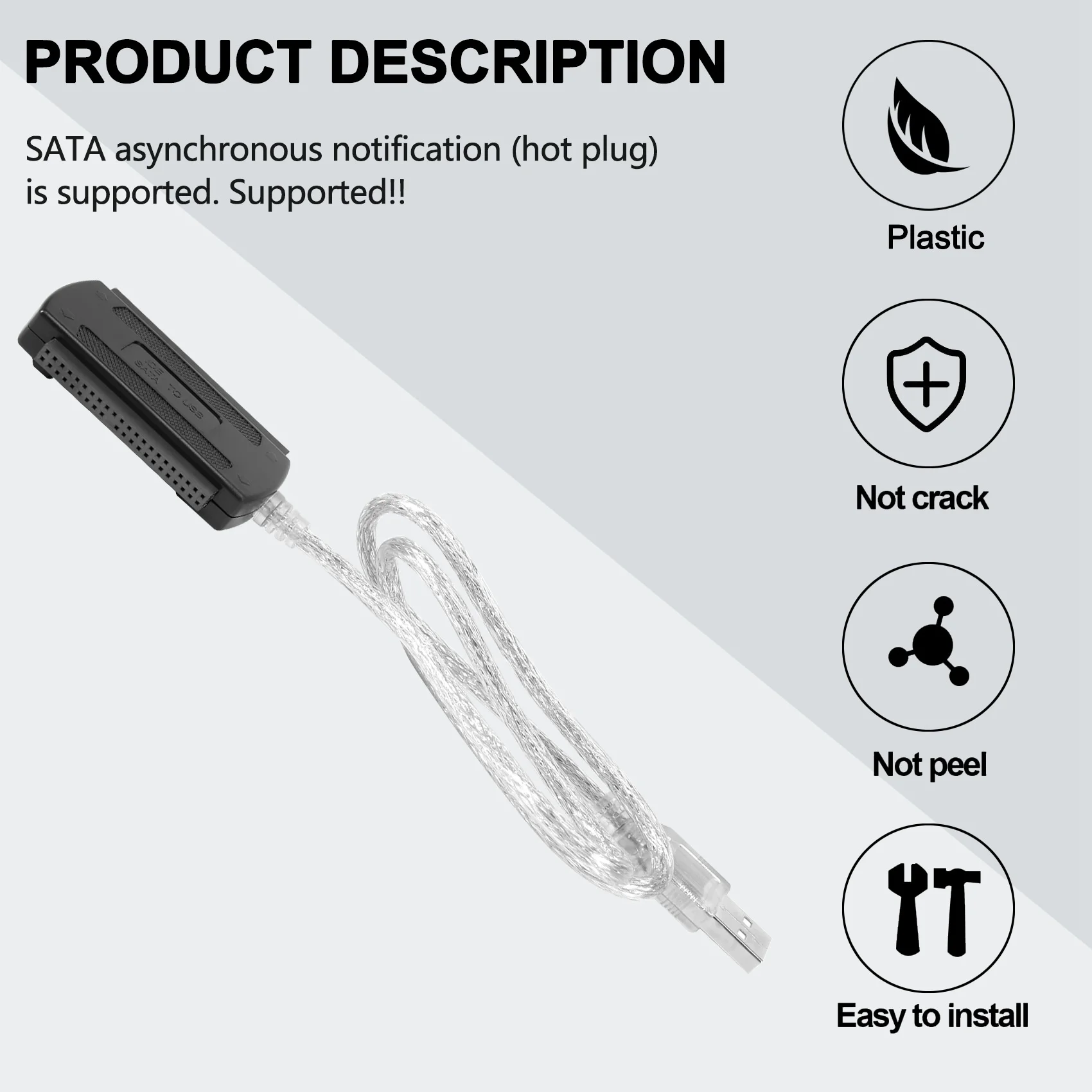 ADEGBO-향상된 USB 2.0 Male to IDE SATA 어댑터 컨버터 케이블 하드 드라이브 어댑터 케이블 (PC 2.5" 3.5" HDD 하드 드라이브용)