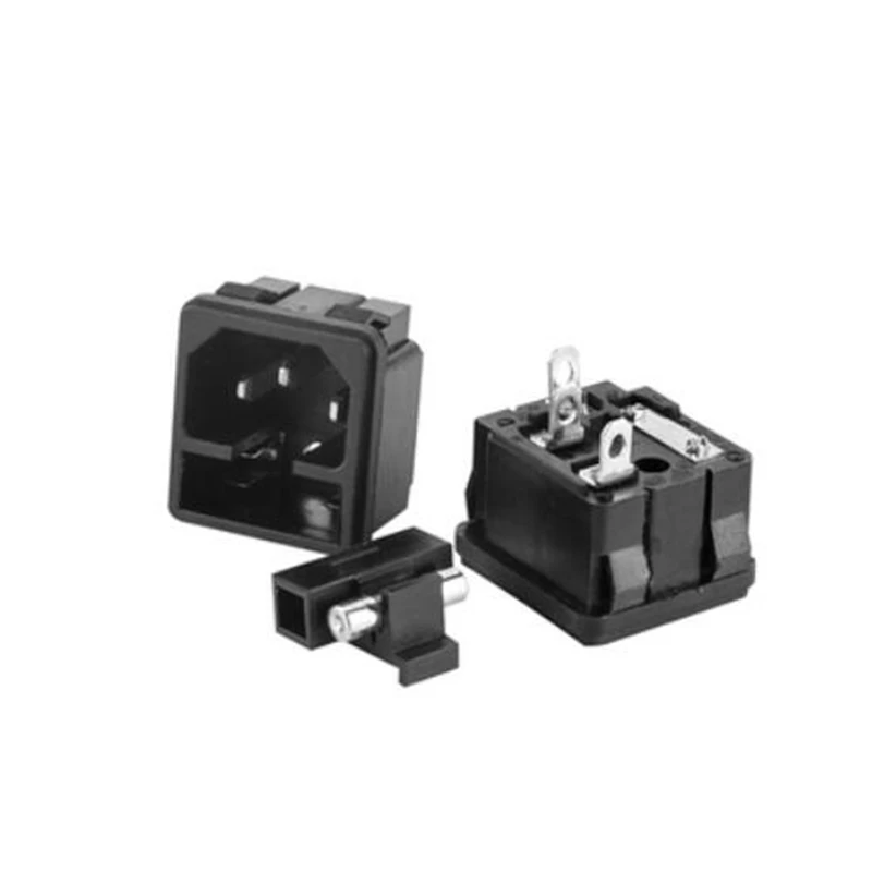 1PC 10A 250VAC 3 Pin IEC320 C14 inlet connector plug AC power socket with red lamp rocker switch 10A fuse holder
