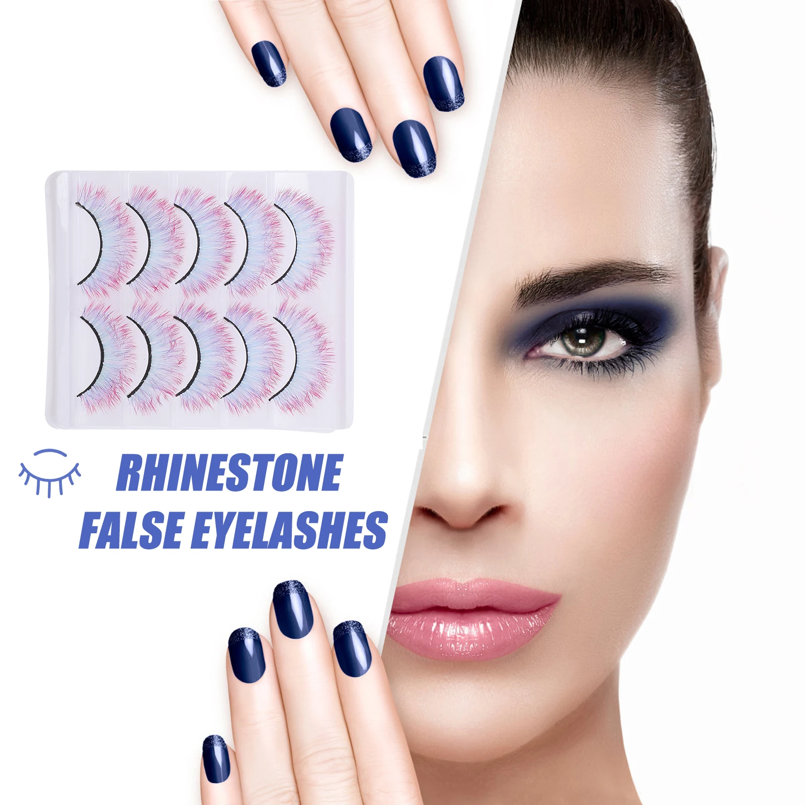 

5 Pairs Colored False Eyelashes Faux Extensions Sexy Eye Makeup Lashes for Party Club Cosplay Halloween Prom Photo Stage