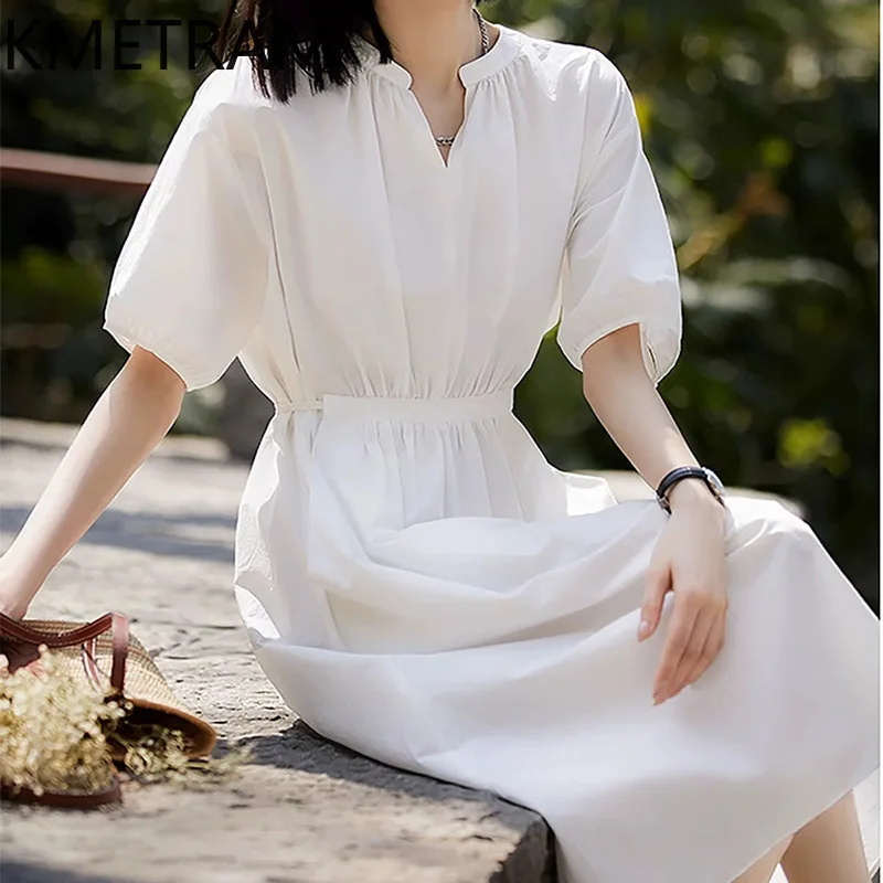 

KMETRAM женские платья из 100% хлопка, модное белое длинное платье, женская одежда, летние новые платья высокого качества, Vestidos Mujer