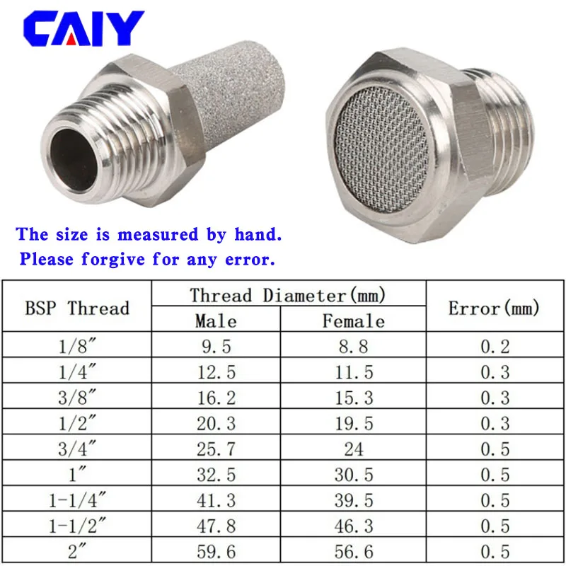 304 Stainless Steel Flat Pointed Muffler Fitting M5 1/8