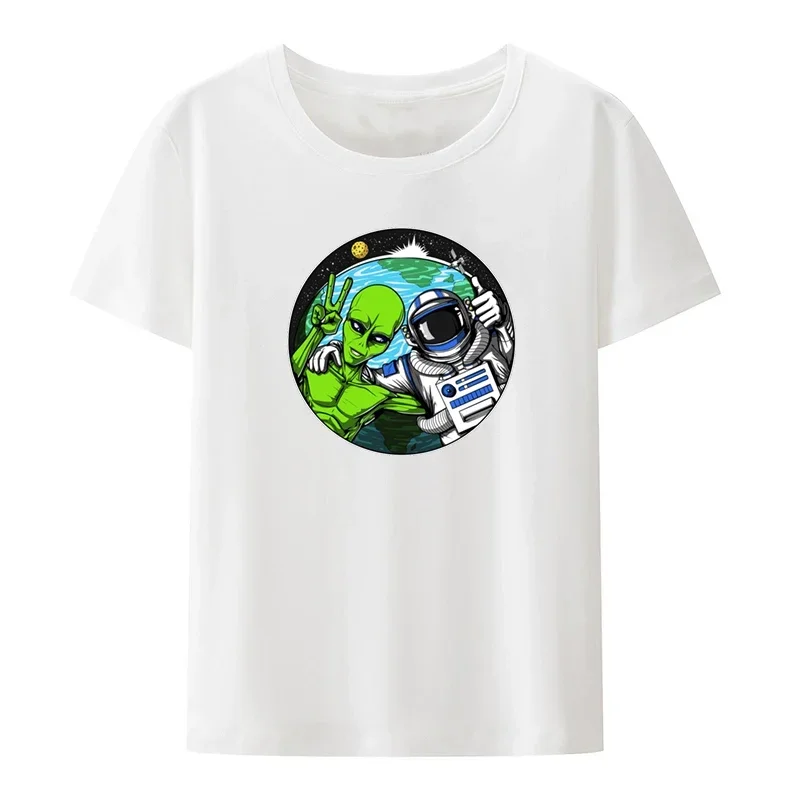 Funny Space Alien Peace Street Fashion Hipster Pattern Printed Top Koszulki T-Shirt Men's T-Shirt Style Blouse Leisure Cool