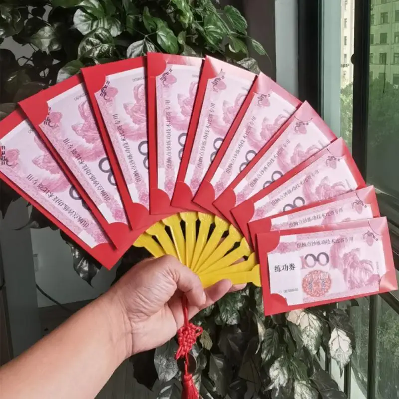 Hongbao Creative New Year Best Wish Lucky Fan Shape Chinese Spring Festival Gift Bag 2023 Money Pockets Red Envelopes Red Pocket