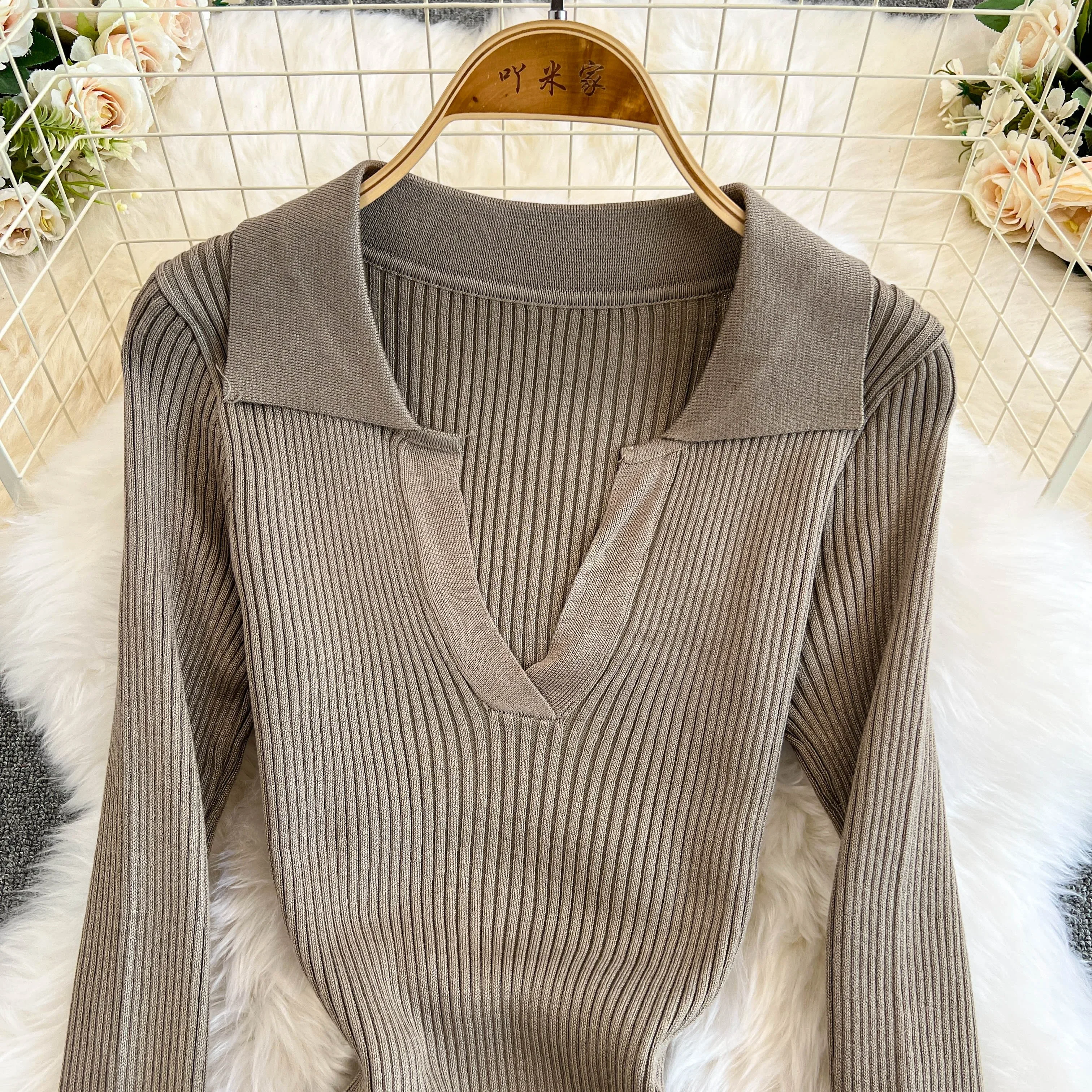 Retro v neck knit Autumn Winter Elegant summer Dress A-line lool Sleeve Vacation basics Women Vestidos dresses