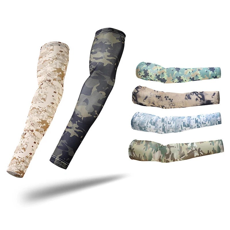 1 Pair Running Fishing UV Sun Protection Cuff Cover Tactical Camouflage Sports Arm Sleeve Basketball Cycling Arm Warmer