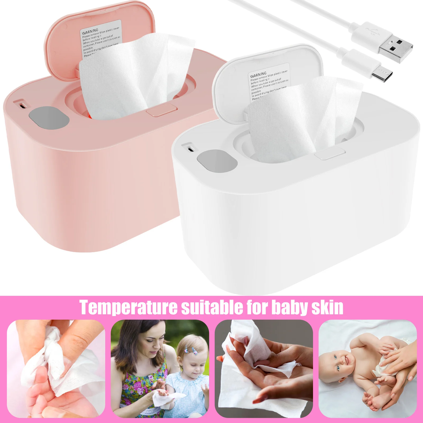 Baby Wipe Warmer Thermostat Baby Wipe Heater Even Heating Wet Wipes Warmer Portable Baby Wipes Dispenser Warmer Prevent Dry USB