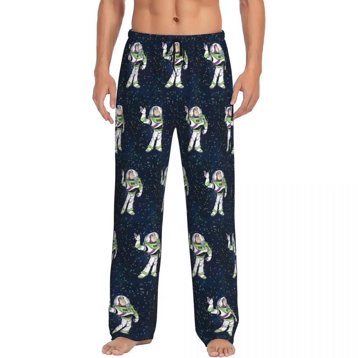 Custom Printed Men's Toy Story Buzz Lightyear Pajama Pants Anime Sleepwear Sleep Lounge Bottoms with Pockets