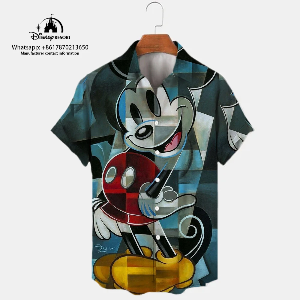 Desenhos animados 3D de manga curta masculina, confortável, elegante, mickey, casual, novo estilo, verão, 2024