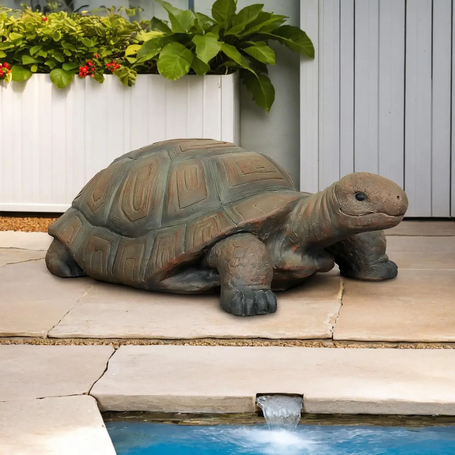 Turtle Statues for Garden - 34.2” x 18.1” x 11.4” Fiber Reinforced Concrete Figurine Statue, Garden Sculptures & Statues Decor f
