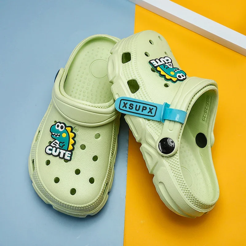 Zuecos para niños, sandalias de dinosaurio de dibujos animados para niños y niñas, zapatos EVA de verano, zapatillas de agua suaves y bonitas para