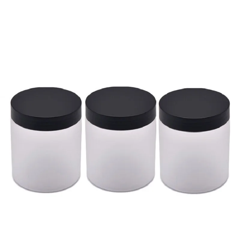 

24Pcs Empty Frost Plastic Cream Jar Matte Black Lid Cosmetic Container 50g 80g 100g 120g150g200g250g Portable Refillable Bottles