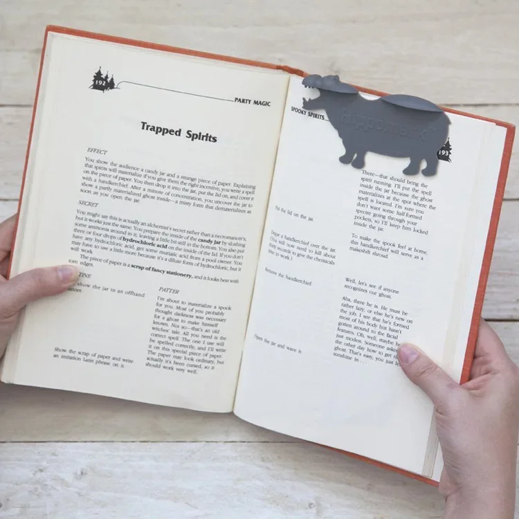 Creative Hippo Bookmark Student Reading Novel Book Page Clip Fun Animal Label Memo Exquisite Packaging Three Colors