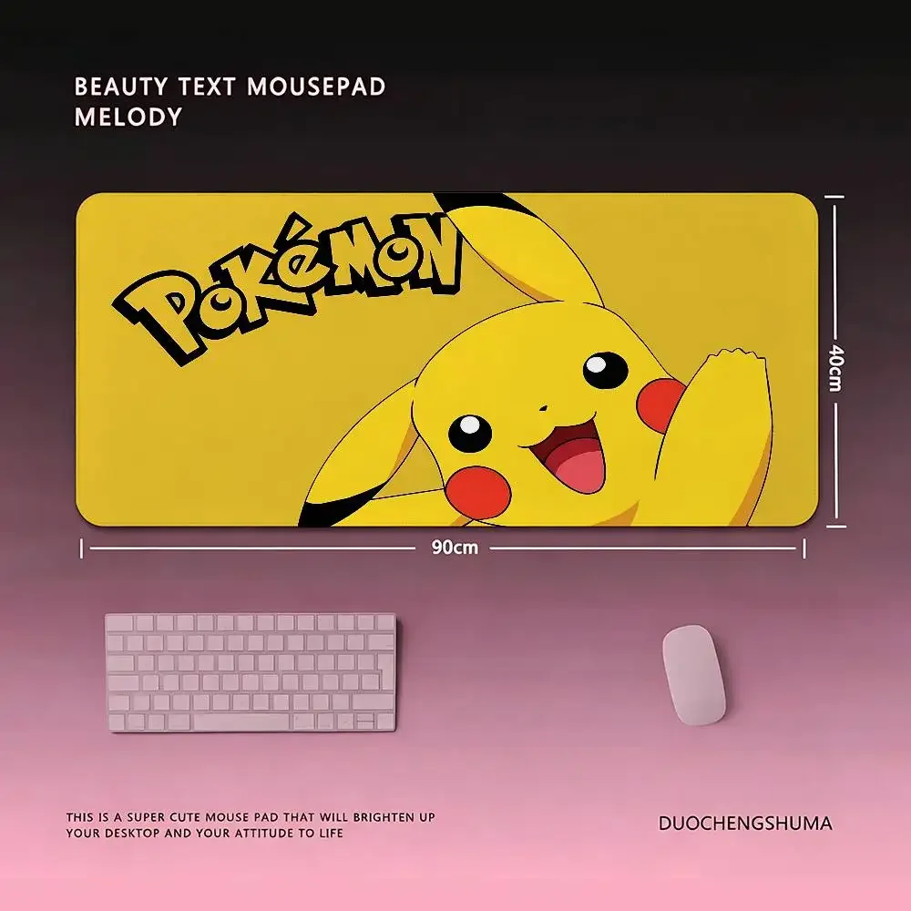 Cute P-Pikachu-S Kawaii Mouse Pad Computer Mat Deskpad Laptop Keyboard Mat Office Large Landscape Mousepad