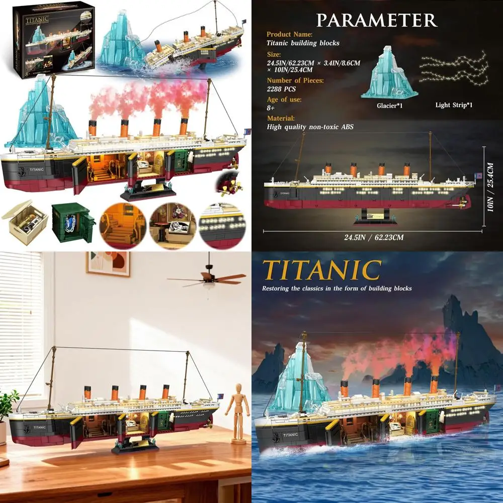

Комплект модели корабля Титаника, 2288 предметов, с ледниковым пейзажем и светодиодной подсветкой для всех возрастов