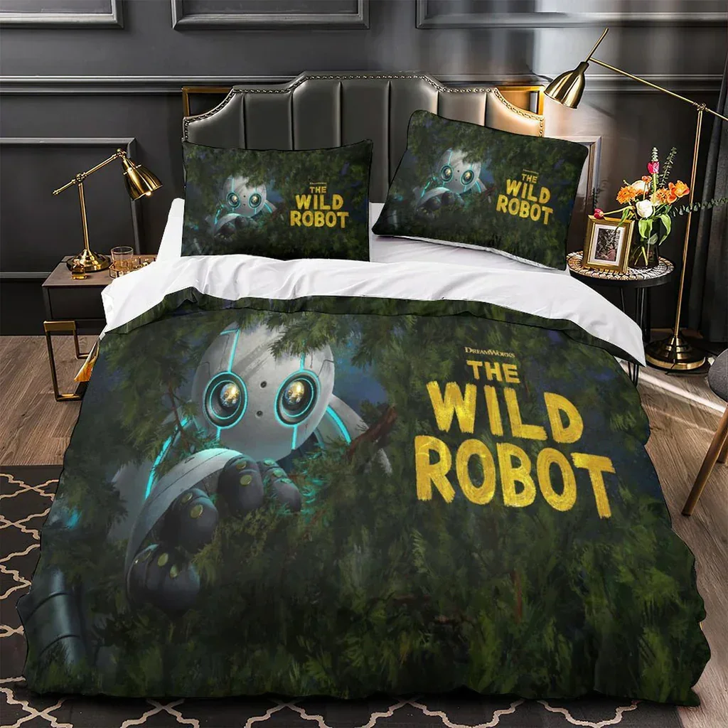 Cartoon The Wild Robot 3D Printed Duvet Case Pillowcase Bedding Set Twin Full Queen King Size For Bedroom Decor
