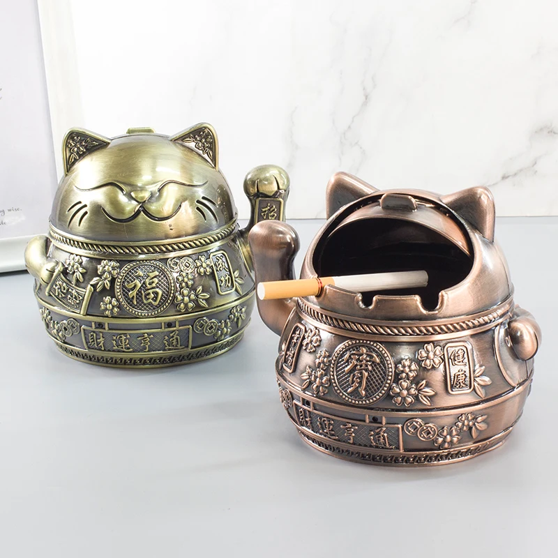 

TOP COOL GIFT Asia Thailand Japan Good luck Wealth metal ashtray mascot HOME office shop Decoration bring fortune