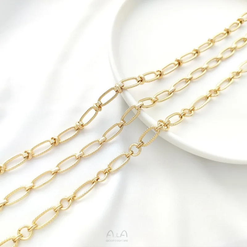 Color 14K Gold Oval Twist Chain Handmade Long O-chain DIY Bracelet Necklace Jewelry Handmade Loose Chain