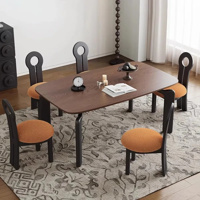 

Stylish Simple Designer Wooden Dining Table Popular High End Modern Dining Table With Rectangle Top Six-seater Dining Table Set