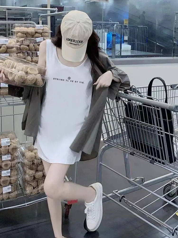 plus Size Cotton Csole Tank Top Women Loose Long Svel Inner Wear Polyester Fiber Thin Summer Online Exclusive