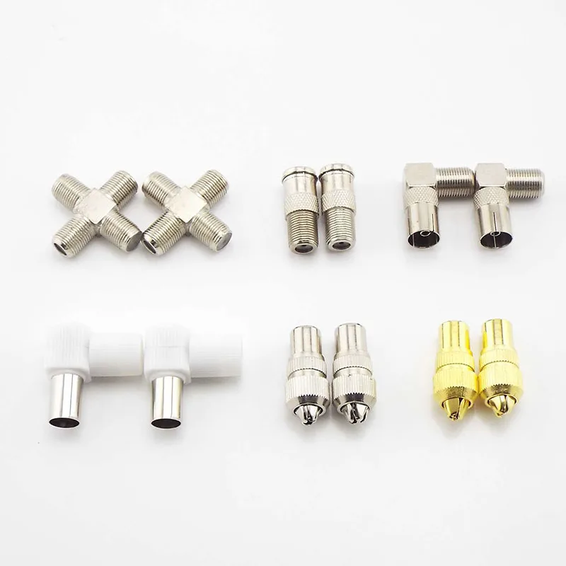2/5pcs pcs RF male female to TV Male/Female Connector Adapter Coaxial 90 Degree Right Angle/Straight TV /F TV SAT F-TYPE C1