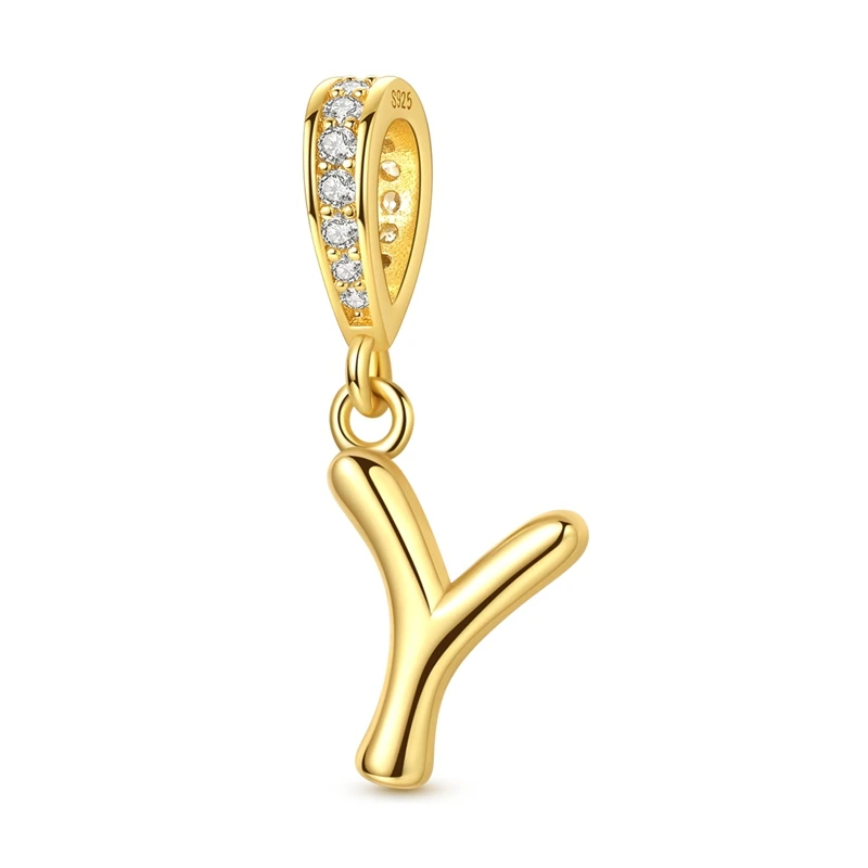 

Стерлингового серебра 925 пробы, золотая буква Y, подвески, подходят для оригинального браслета 925, подарок для женщин, ювелирные изделия, модный кулон «сделай сам»