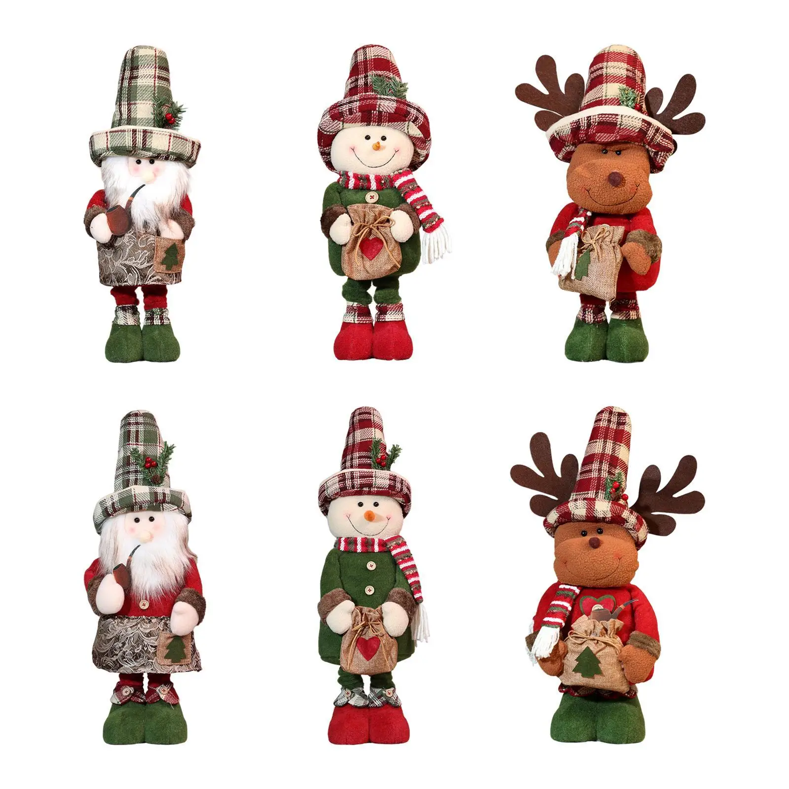 Long Leg Christmas Doll Christmas Decorative Ornament Festive Season Ornament Cartoon Retractable Action Figure for Fireplace
