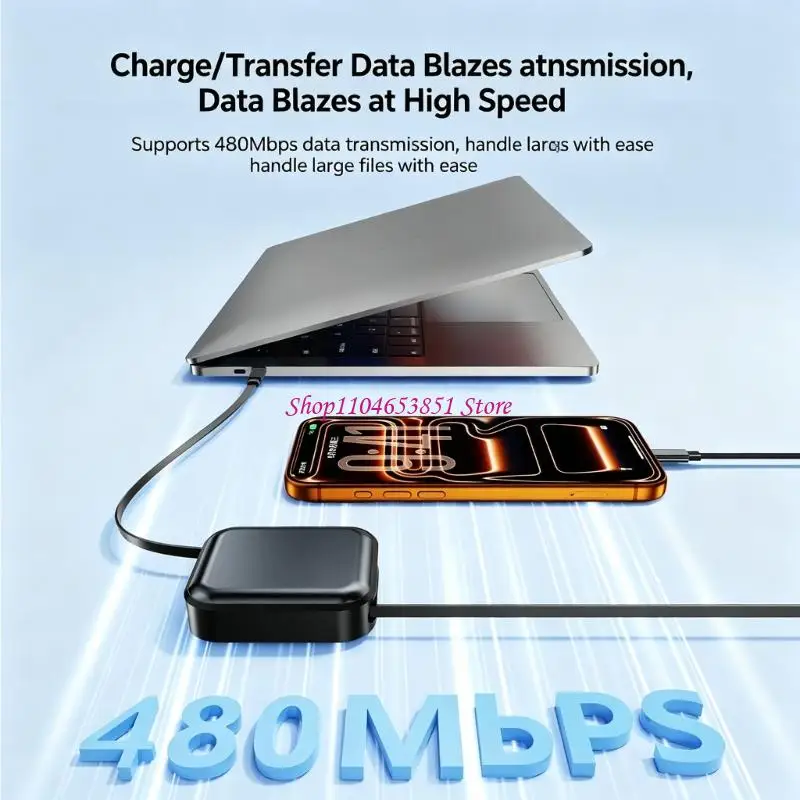 USB C Fast Charging Cable 240W Power Delivery Retractable Cord 480mbps Data Transfer for Travel Adjustable Length 