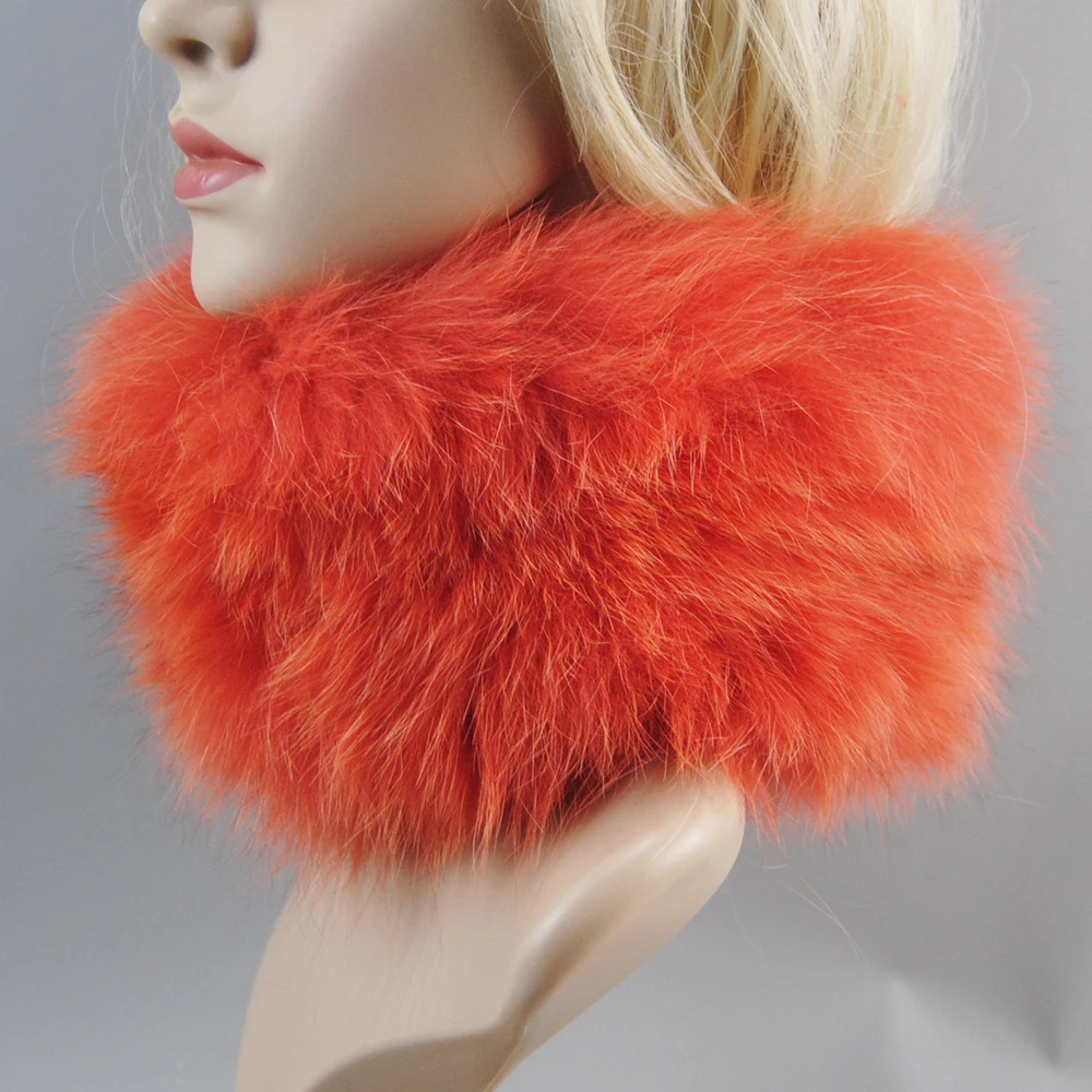 New Women Winter Fashion Real Fox Fur Scarf Natural Warm Fox Fur Headband Good Elastic Knitted Genuine Real Fox Fur Ring Scarves