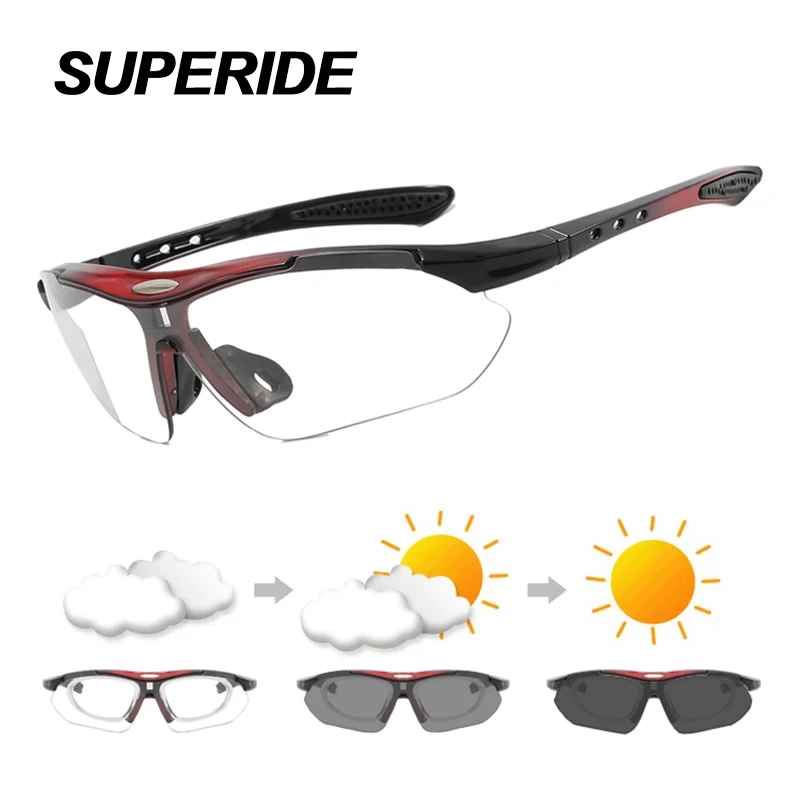 SUPERIDE fotochromowe okulary przeciwsłoneczne do biegania na rowerze mężczyźni kobiety okulary rowerowe z oprawką dla krótkowzroczności spolaryzowane okulary na rower szosowy MTB