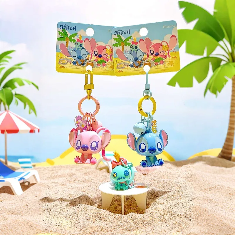 

Disney Lilo & Stitch Cute Summer Beach Cute Doll Keychain Cartoon Bag Pendant Ornament Key Chain Girl Anime Gift Christmas Toy