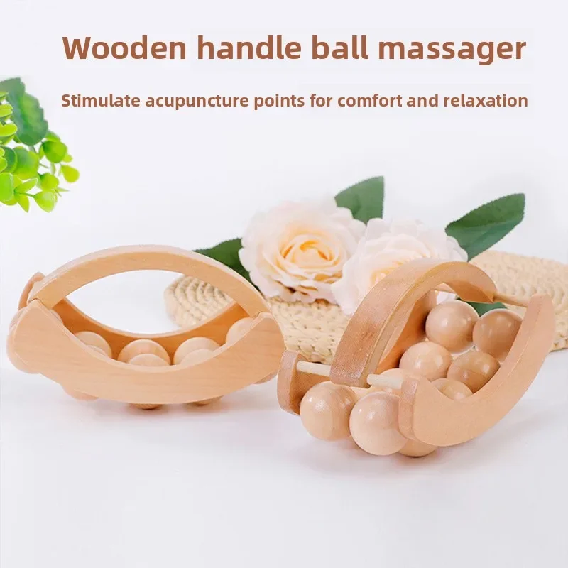 

‌ Ручной массажный ролик из цельного дерева — инструмент для облегчения боли в шее и спине с двойными шариками и роликами для расслабления мышц, шеи и спины