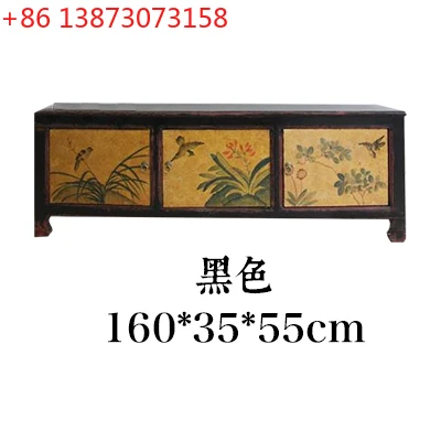 New Chinese hand-painted three-door retro old/living room storage side cabinet