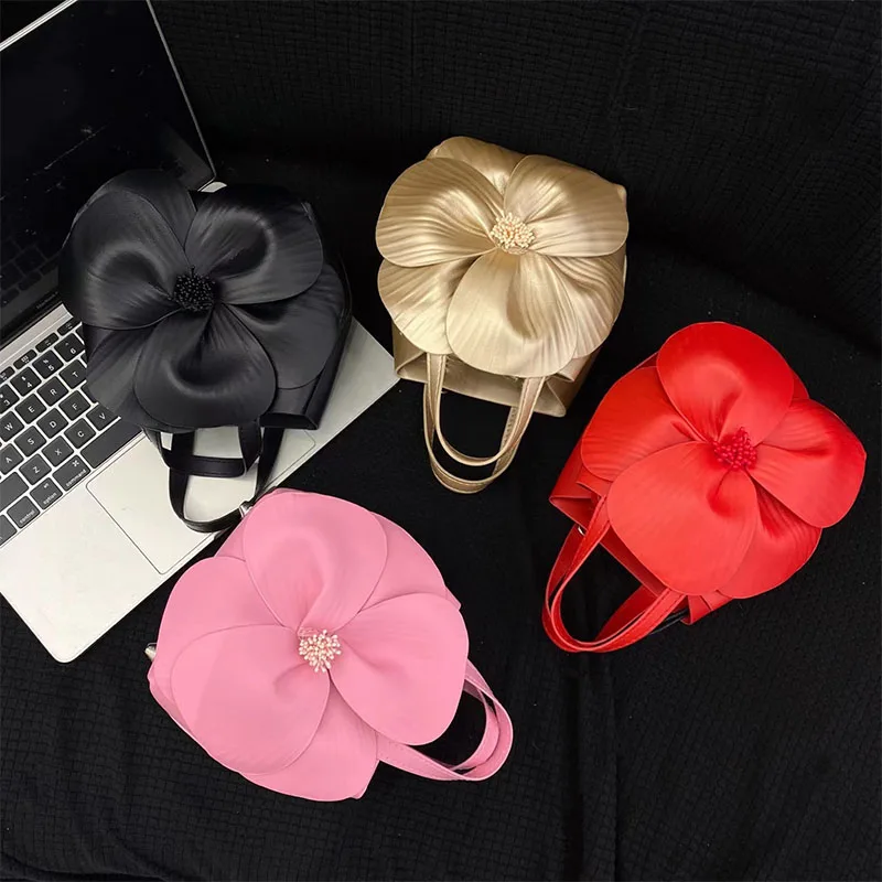 JIOMAY Temperament Fashion Tote Bag Flowers Bucket Bag French Petals Makeup Bag High Quality Minimalist Crossbody Purse ForWomen