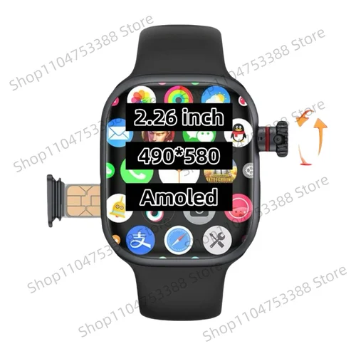 Reloj CD99 X 5G smartwatch Reloj inteligente AMOLED 5G LTE de 2,29 pulgadas con 180 °   Cámara giratoria GPS WiFi Ranura para tarjeta SIM Monitoreo de salud