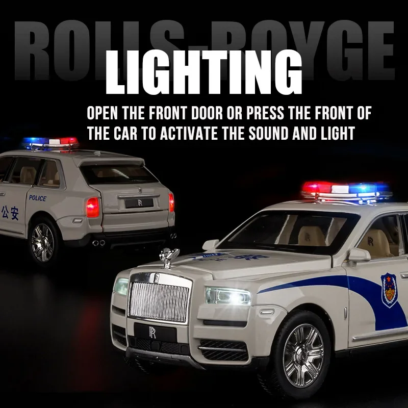 جديد 1:24 رولز رويس كولينان الشرطة سبيكة سيارة لعبة مجسمة نموذج سيارة Diecasts ولعبة نموذج سيارة سيارة معدنية لعبة الصبي