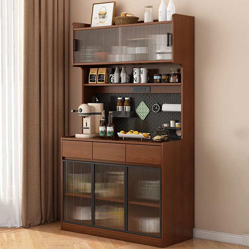 

Wine Mobile Cabinets Decor Luxury Wood Pantry Sideboards Kitchen Display Living Room Cabinets Storage Gabinete Home Furniture
