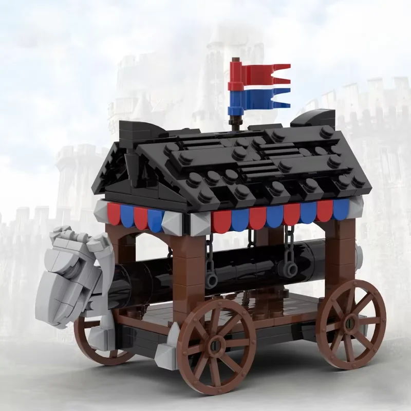 Modelo arquitetônico de torre de cerco de parede da cidade medieval. Peças pequenas MOC. 234 peças. Conjunto de construção de brinquedos de montagem. Festival criativo gi