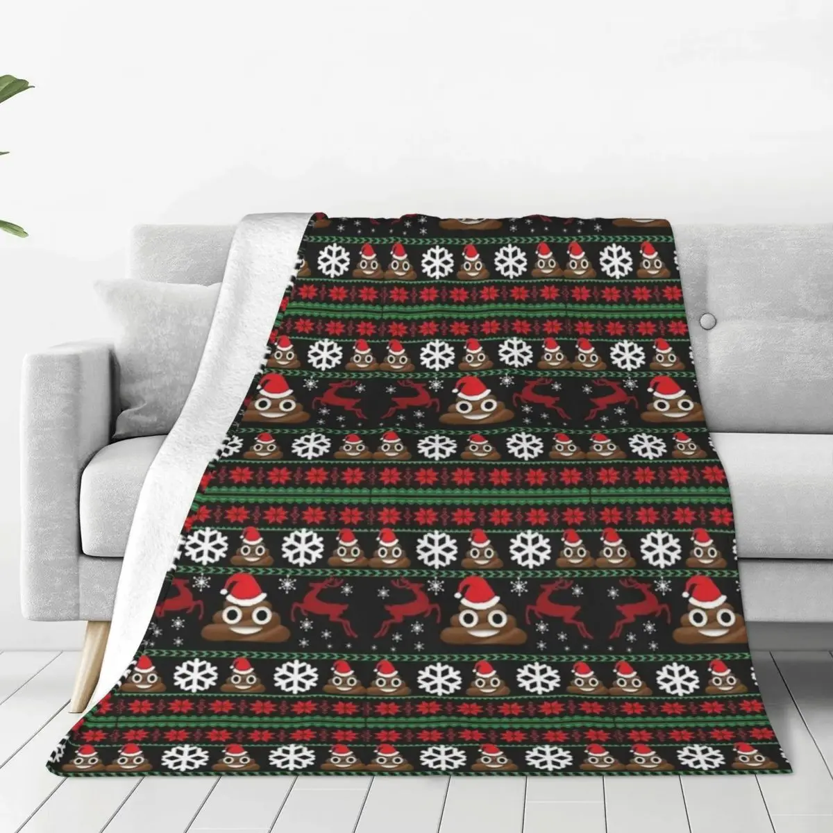 Funny Poop Christmas Gifts Ugly Funny Christmas Blanket Warm Soft Throw Blanket Winter Travel Couch Chair Sofa Bed Bedspread