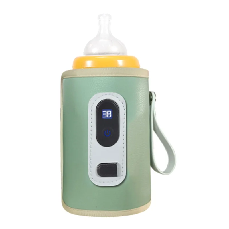 

USB Baby Bottle Warmer LCD Screen Temperature Adjustable Precise Heating Waterproof Portable Milk Bottle Heater Green