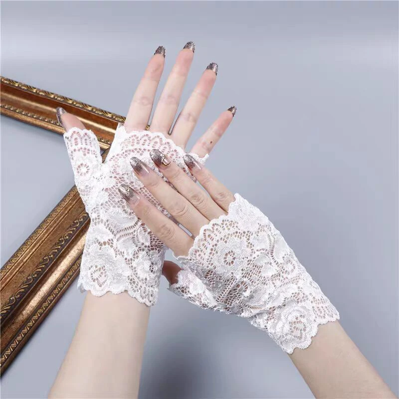 Accessories For Nail Photos Sexy Embroidered Gloves Hollow out Flower Fake Sleeves Gel Nail Polish Tips Display Photography Tool