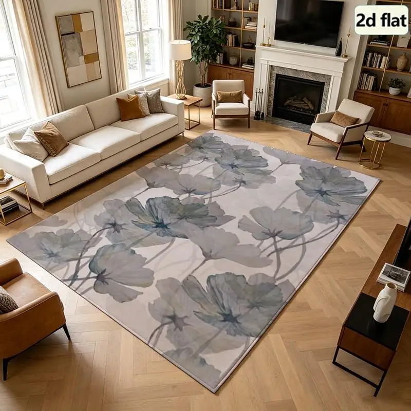 1 Piece Of Watercolor Floral Rug, Soft And Cozy, All-season, Easy To Maintain, Ideal For Living Room, Bedroom, Dining Room, Hallway Decor, Great For Autumn And Winter