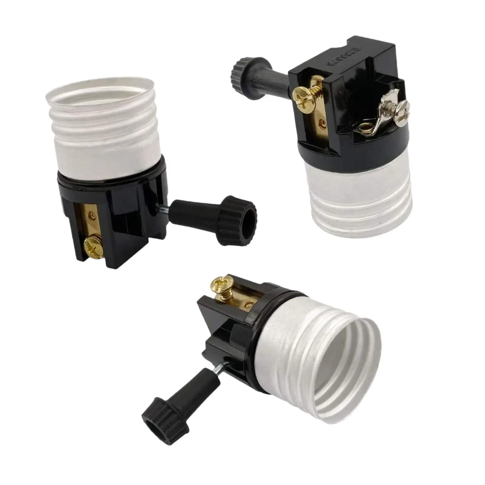 Removable Turn Knob Lamp Socket Repair E26 Plastic Medium Base Light Socket Replacement with Switch for Lighting Updates
