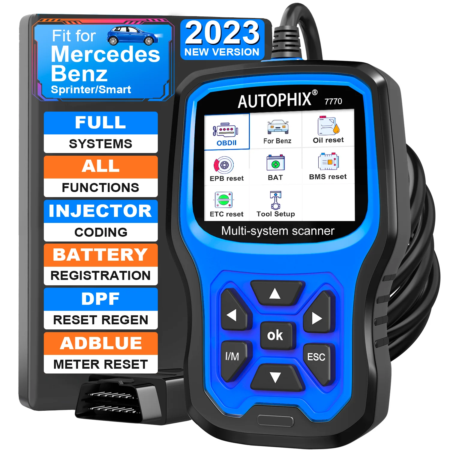 

AUTOPHIX 7770 OBD2 Scanner Car Full Systems Diagnostic Tool Fit For Mercedes Benz Series ABS D.PF EPB SAS Oil Reset Scan Tool