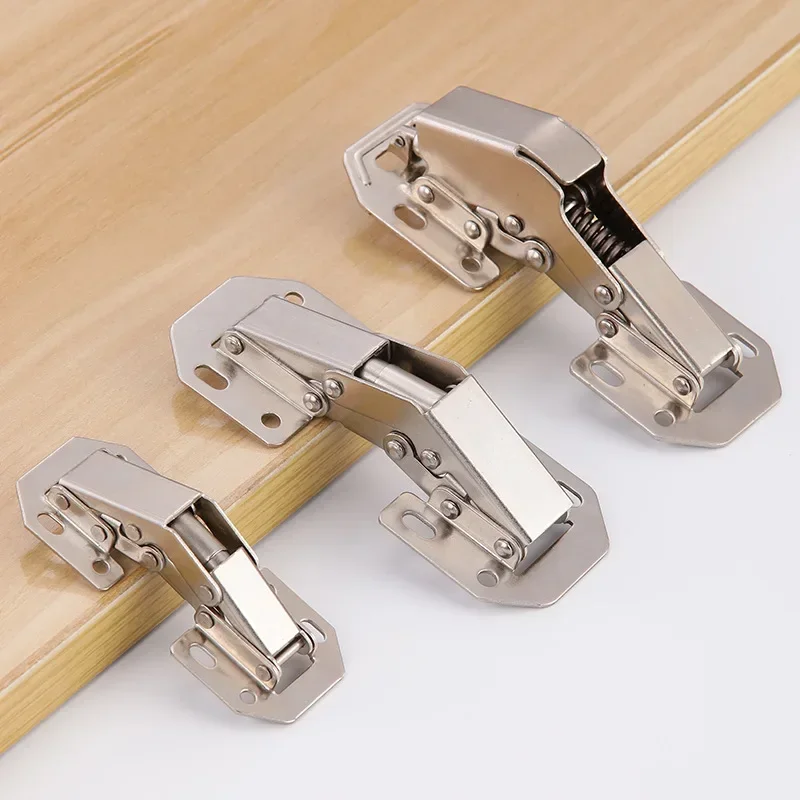 2/4Pcs Cabinet Hinges, 90 Degree No-Drilling Hole Steel Cupboard Door Hydraulic Hinges Soft Close With Screws Furniture Hardware