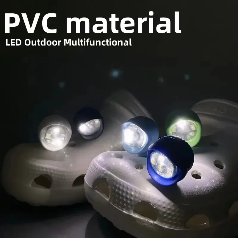2 Stück LED-Schuhlichter-Anhänger für Clogs, Gartenschuhe, Sandalen, Schnallen, PVC-Zubehör, 3 Beleuchtungsmodi, Outdoor-Nachtlicht