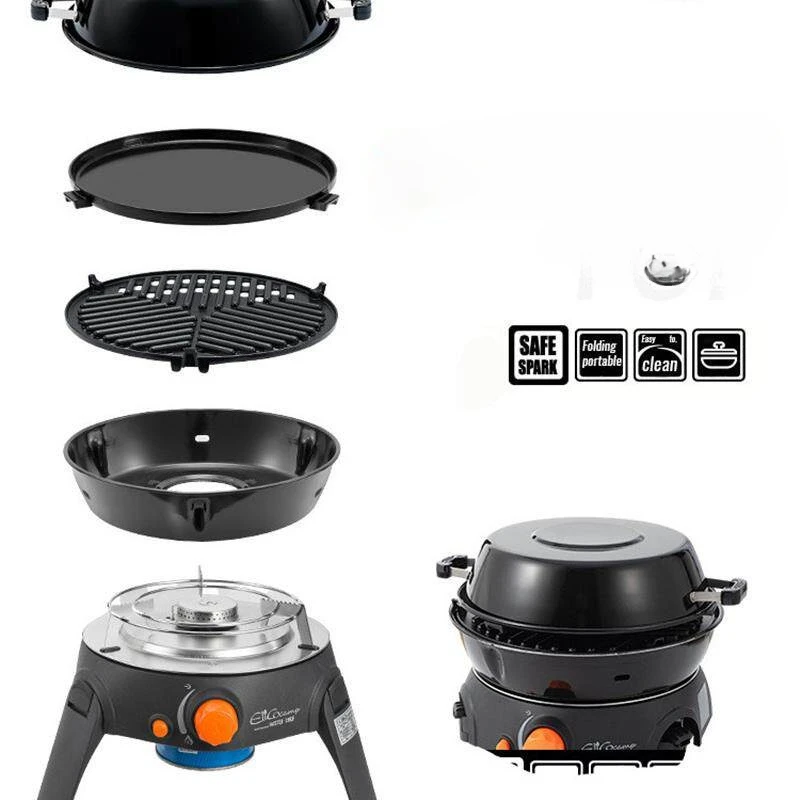 Outdoor Multi-function Gas Stove Camping Barbecue Grill 6-piece Set Folding