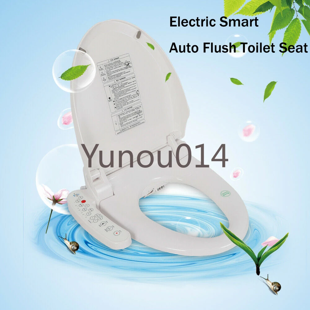 Multifunctional Auto Flush Toilet Seat, Electric Bidet Cover, Heated Anti-Bacterial Seat, Double Nozzles, Self-Cleaning